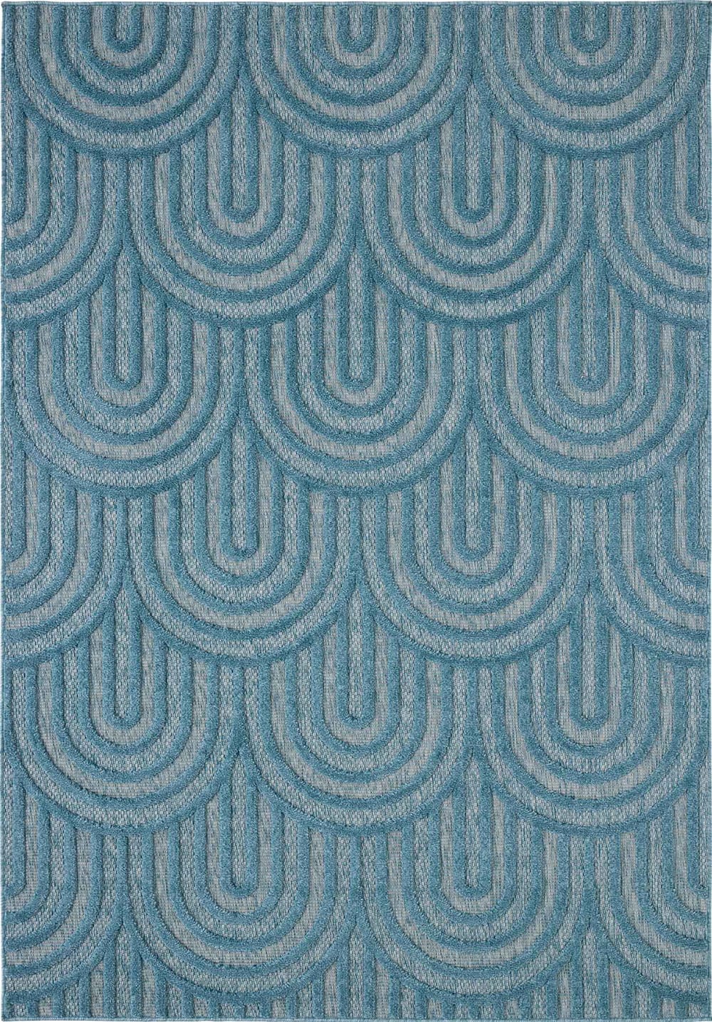 Tapis bleu turquoise d'extérieur et intérieur motif arcs 160x230 cm
