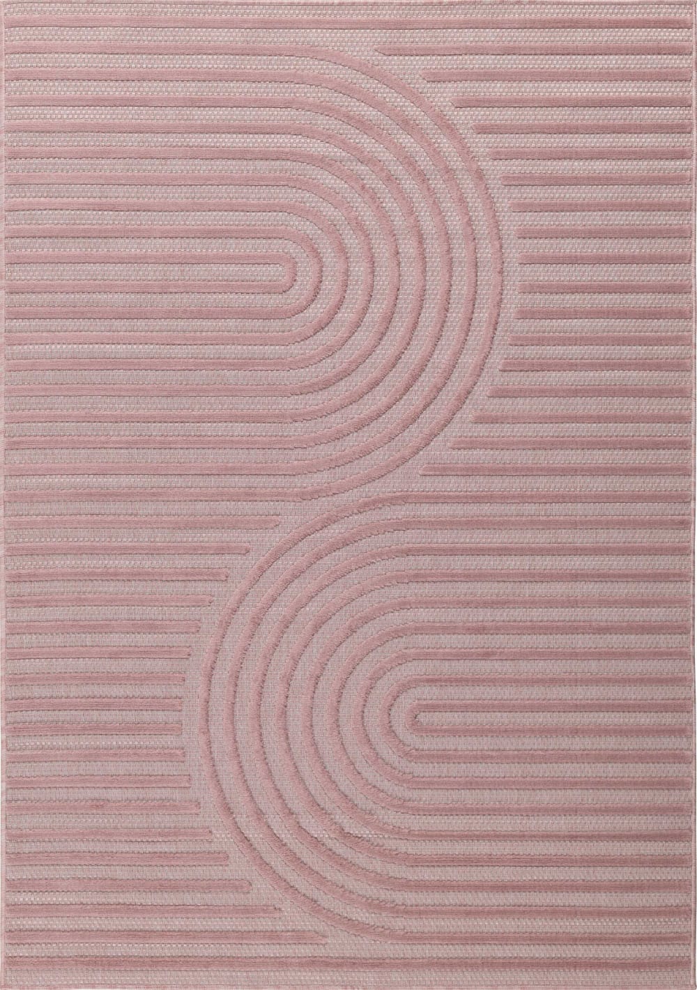 Tapis rose d'extérieur et intérieur motif grands arcs 200x290 cm