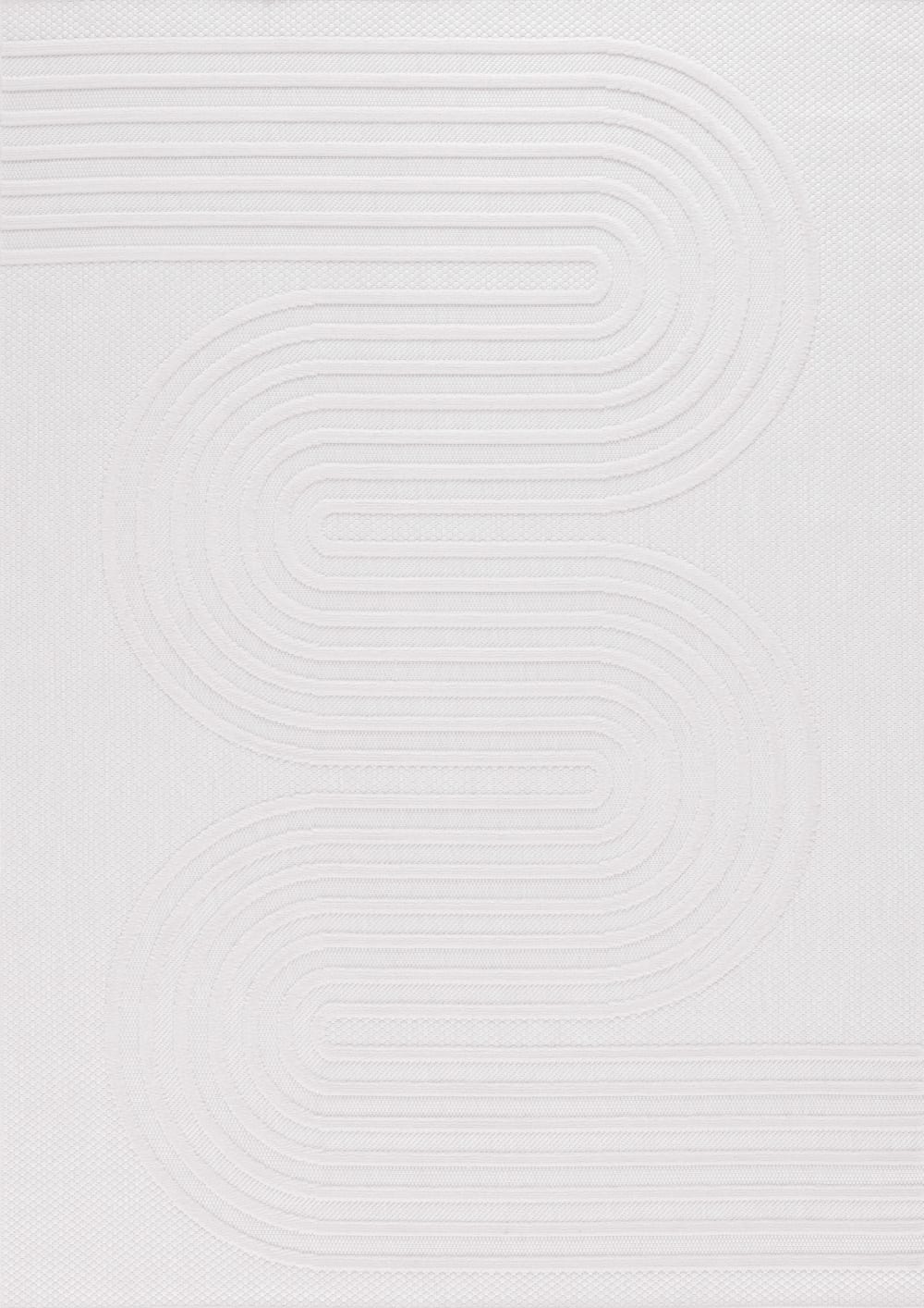 Tapis blanc d'extérieur et intérieur motif serpentin 200x290 cm