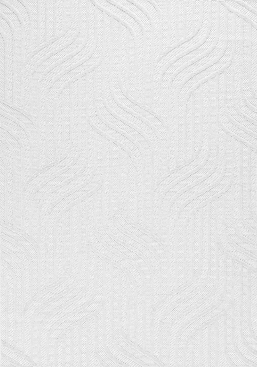 Tapis blanc intérieur et extérieur motif zigs zags 200x290 cm