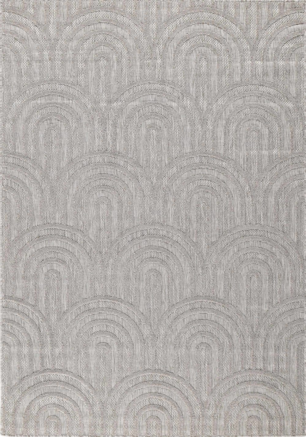 Tapis gris d'extérieur et intérieur motif arcs 200x290 cm