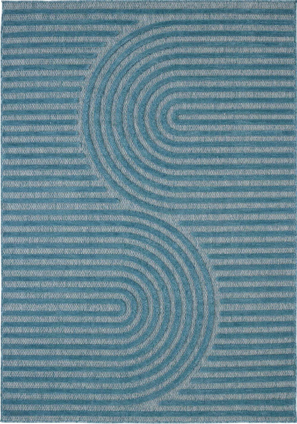 Tapis turquoise d'extérieur et intérieur motif grands arcs 80x300 cm