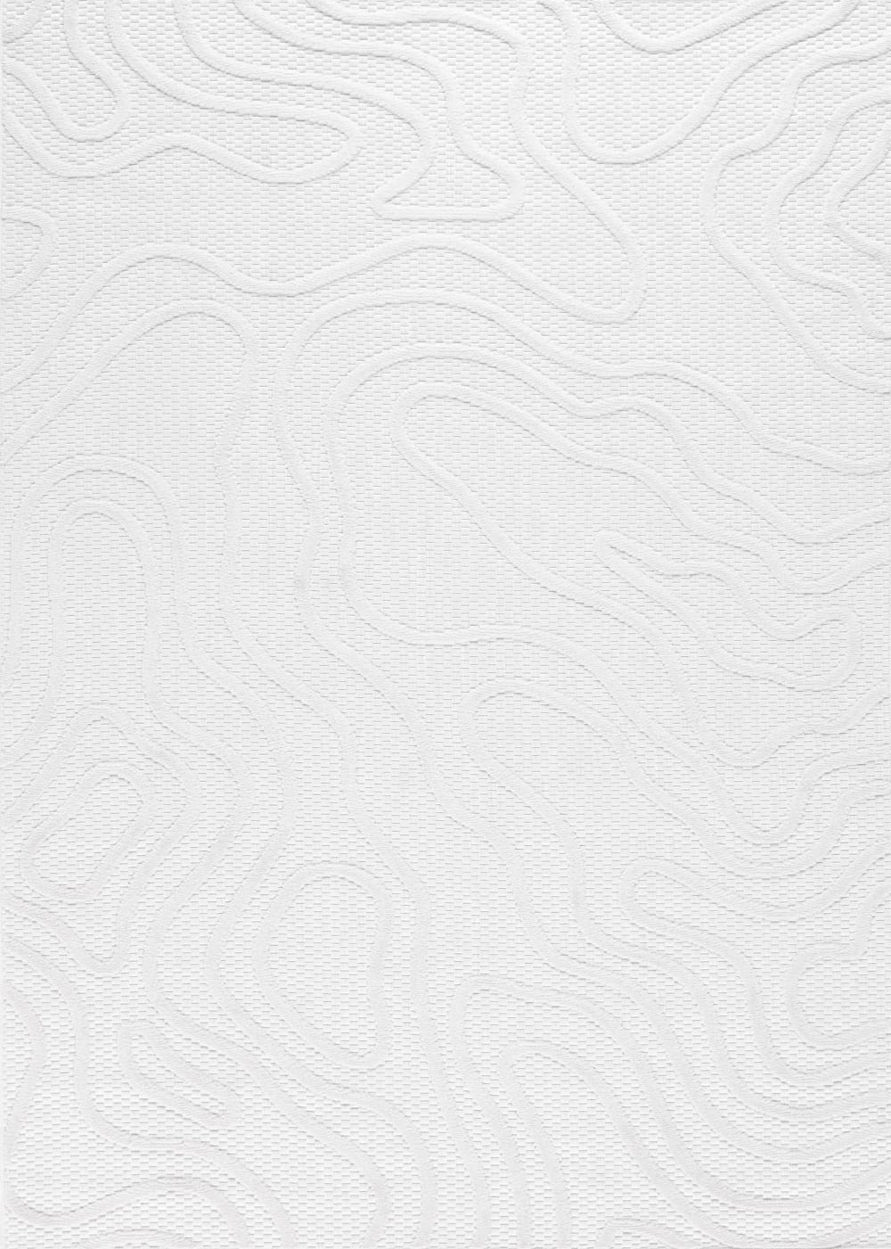 Tapis blanc intérieur et extérieur motif lignes abstraites 200x290 cm