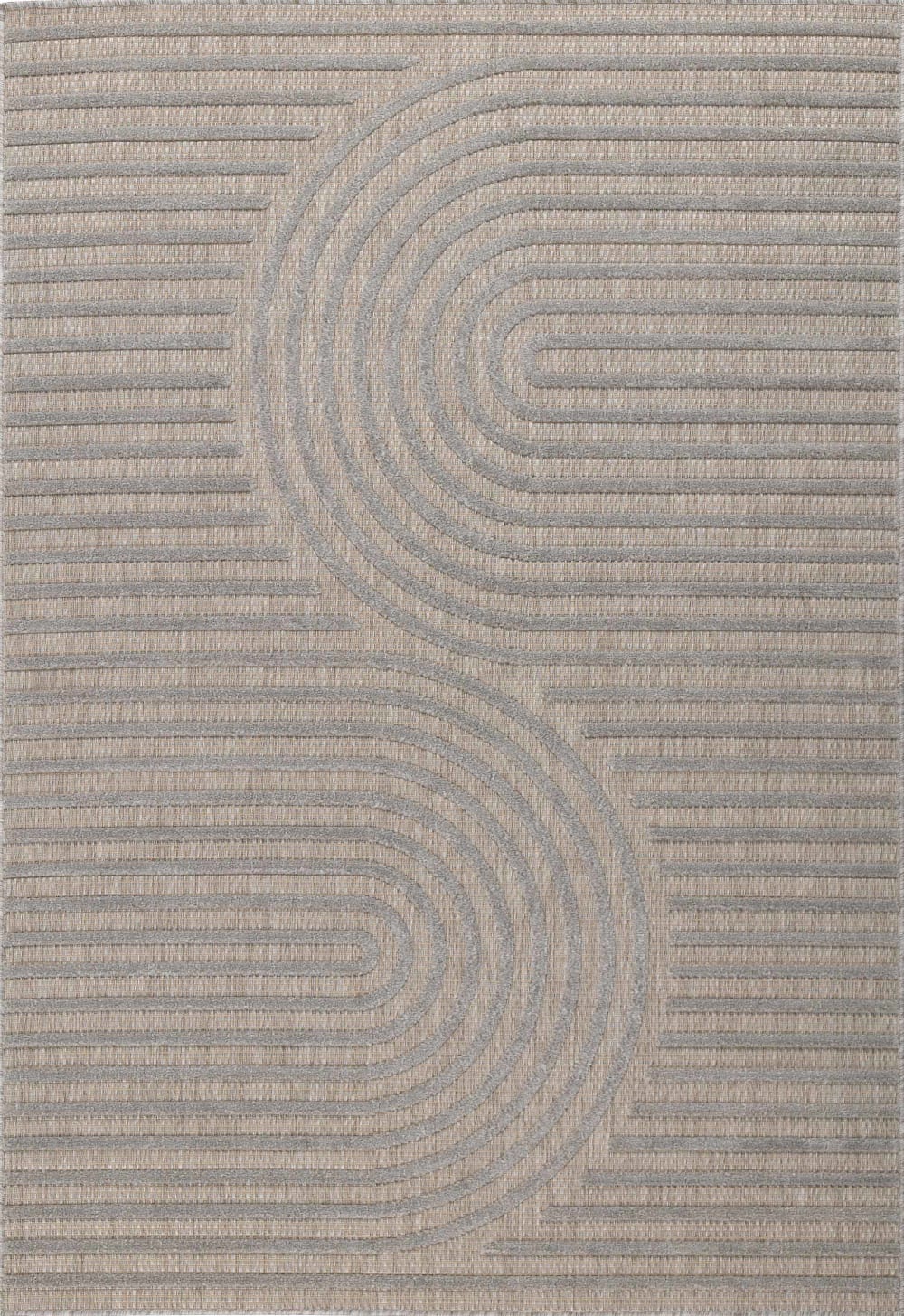 Tapis gris d'extérieur et intérieur motif grands arcs 160x230 cm