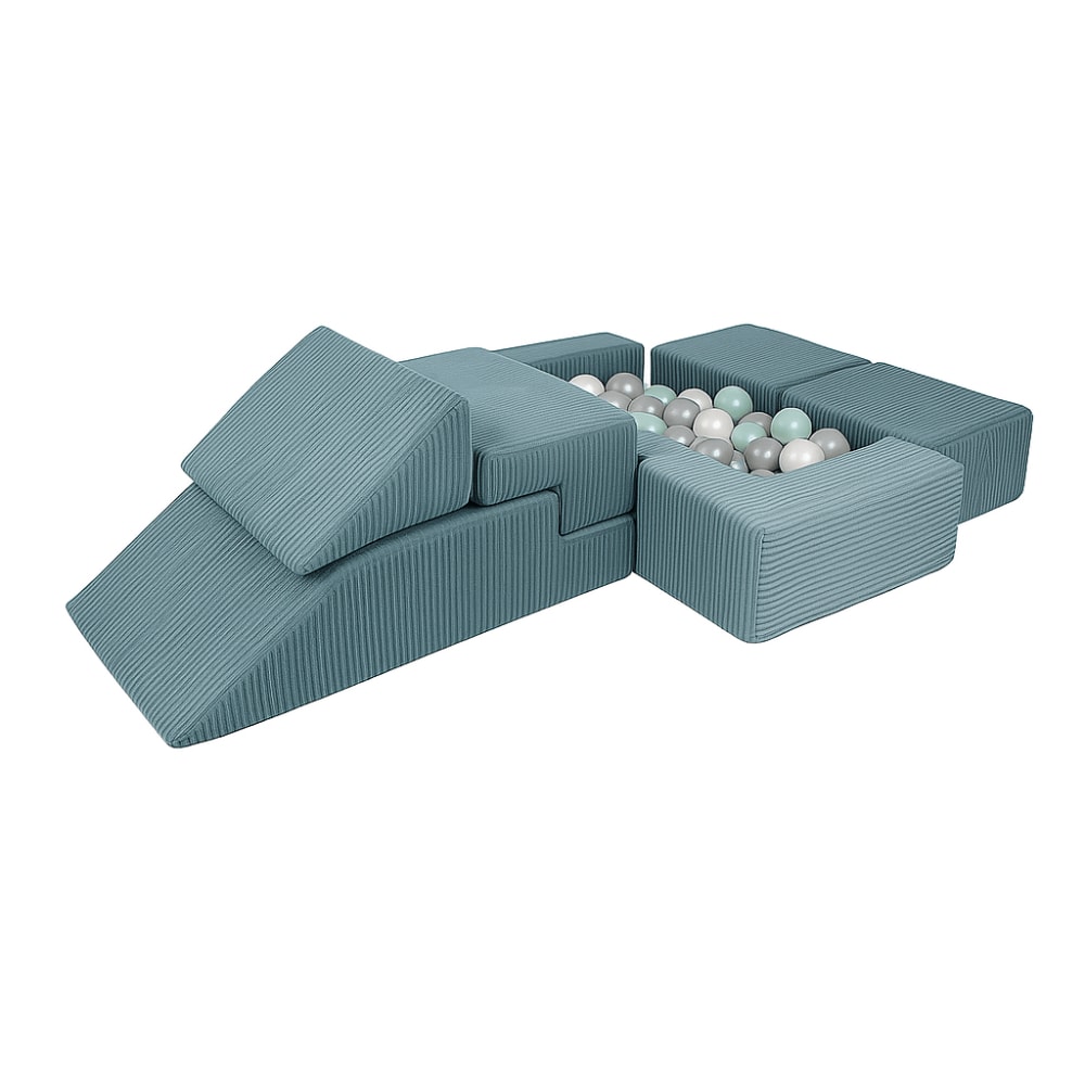 Ensemble modulable enfant 6 blocs en velours côtelé, turquoise