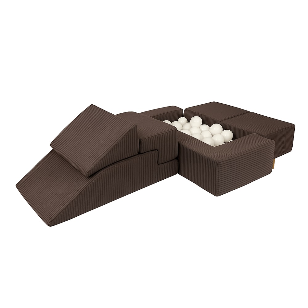 Ensemble modulable enfant 6 blocs en velours côtelé, marron