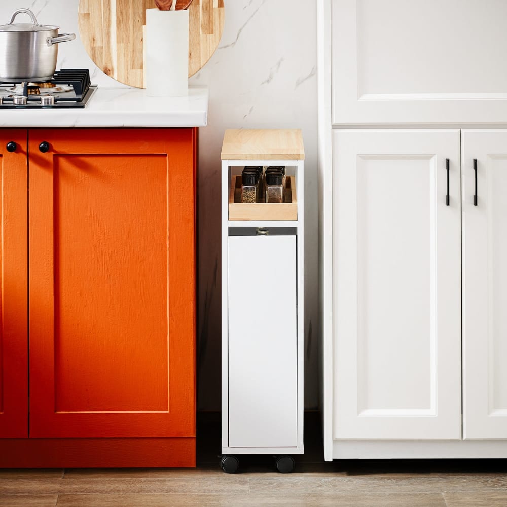 Étagère de niche à roulettes en bois avec 4 étages