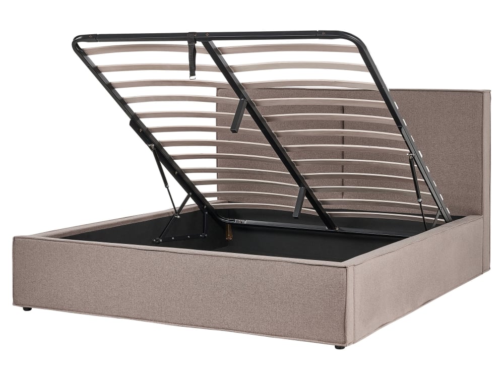 Lit double en tissu beige 160x200