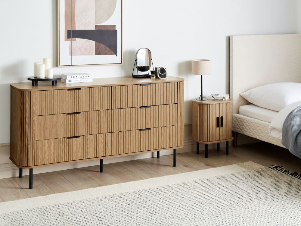 Kommode mit 6 Schubladen aus Holzwerkstoff 81cm, braun - Maisons