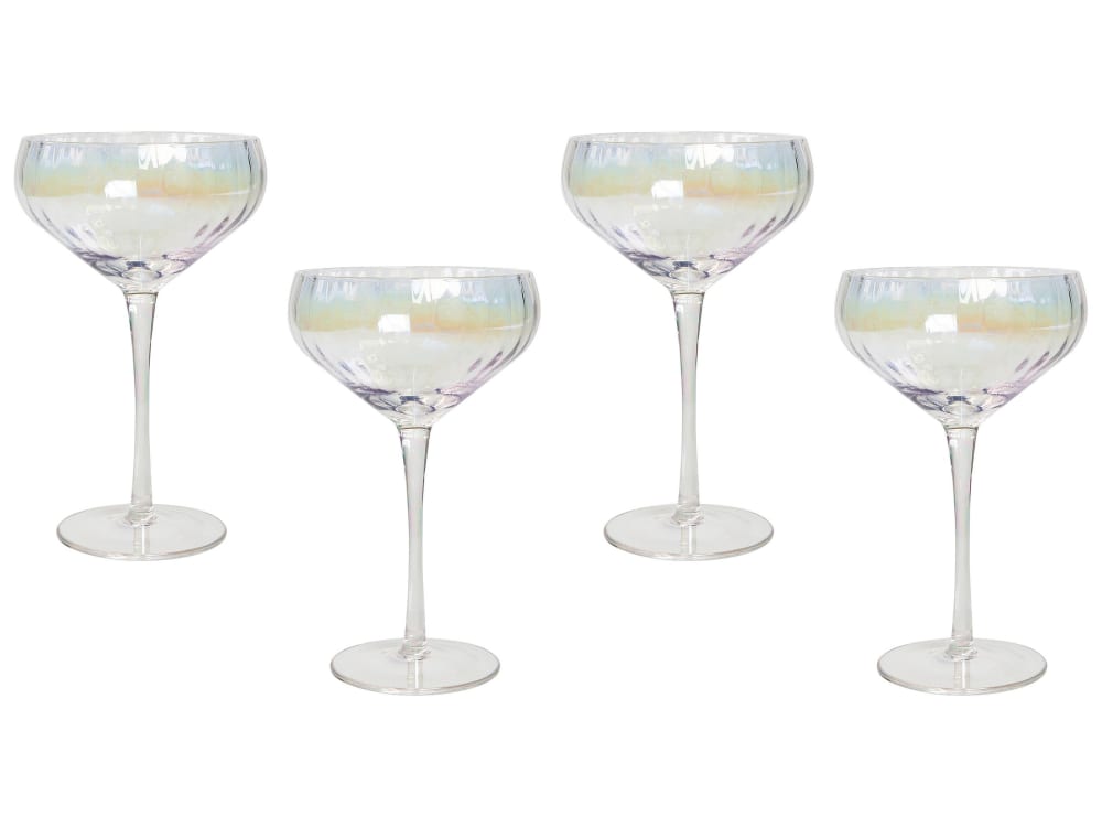 Beliani Champagnerschalen 4er Set, 300 ml, transparent style vintage - Glas