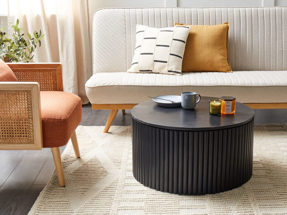 Table basse bois de manguier noir avec rangement