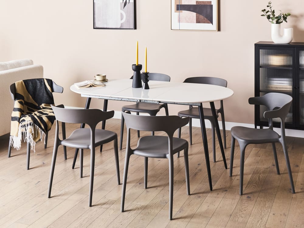 Esszimmertisch 6 Personen aus Mdf-platte, weiß - Maisons Du Monde
