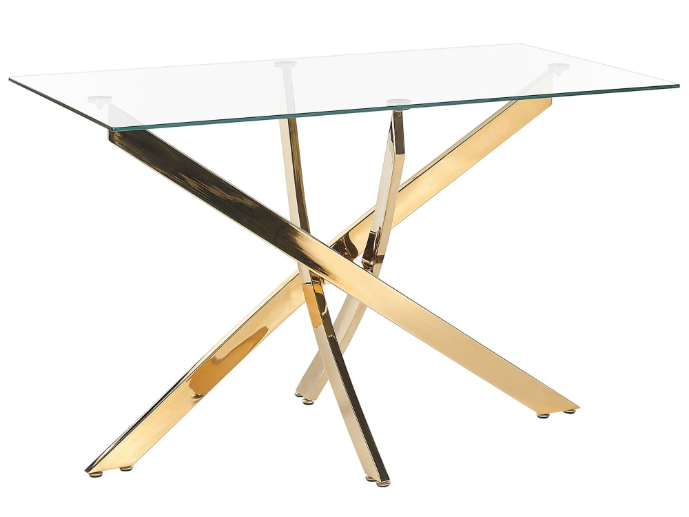 Beliani Esszimmertisch 4 Personen aus Sicherheitsglas, gold style classic chic - Stoff