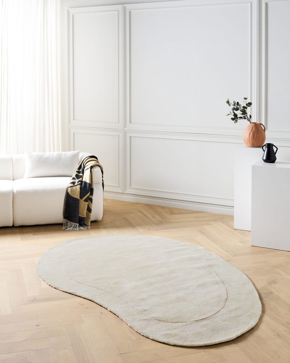 Tapis en tissu beige 230x160cm — vue 3