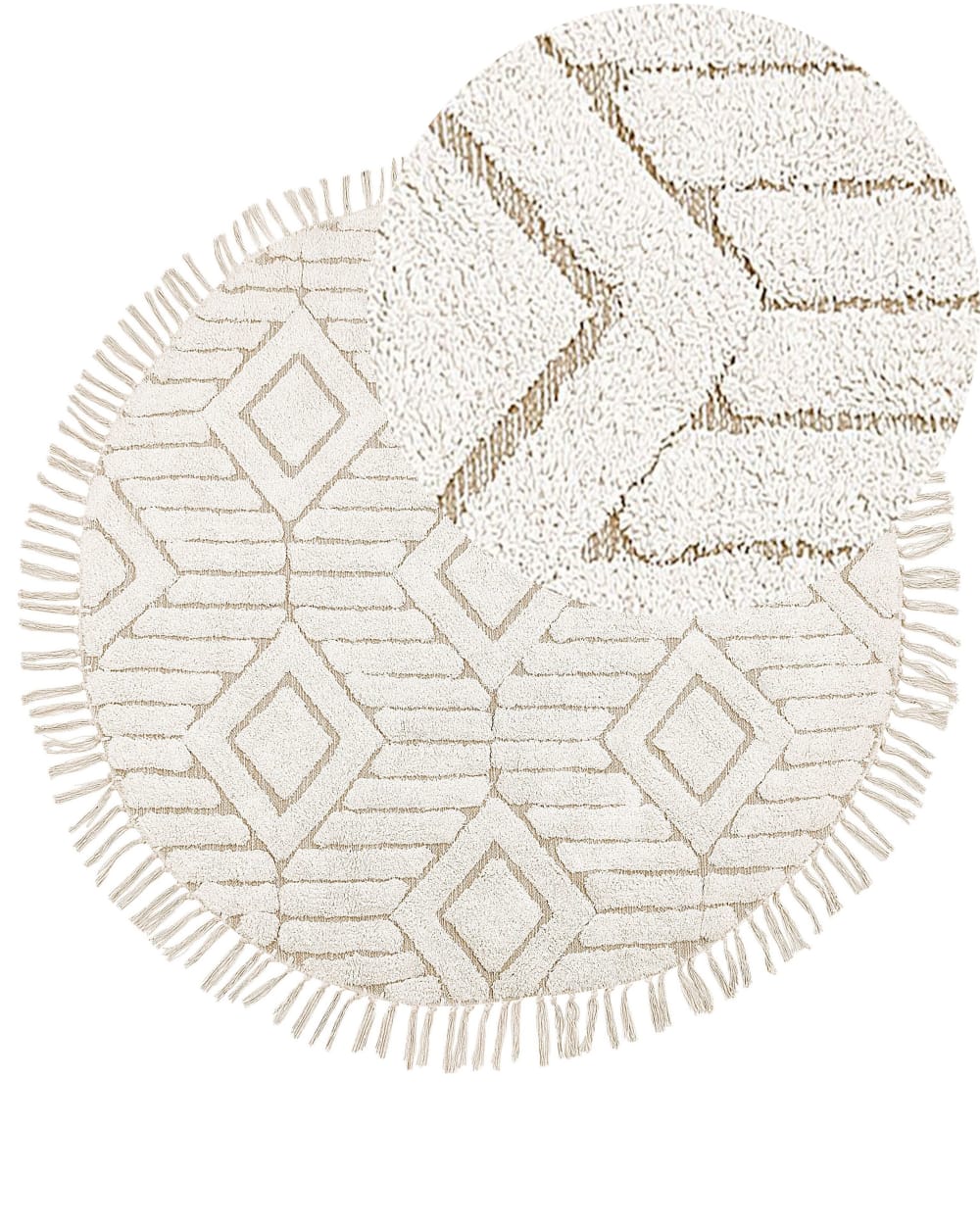 Beliani Geflochtener Teppich aus Stoff 140 x 140cm, beige style landhaus - Baumwolle