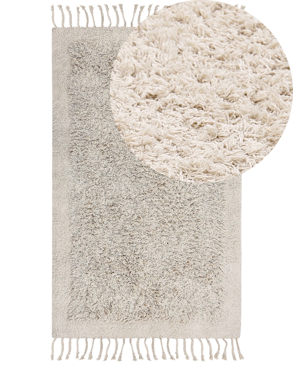 Beliani Shaggy Teppich aus 150 x 80cm, beige style classic chic - Baumwolle