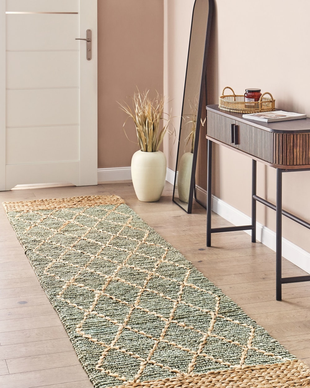 Kurzflor Teppich aus Stoff 300 x 80cm, beige - Maisons Du Monde