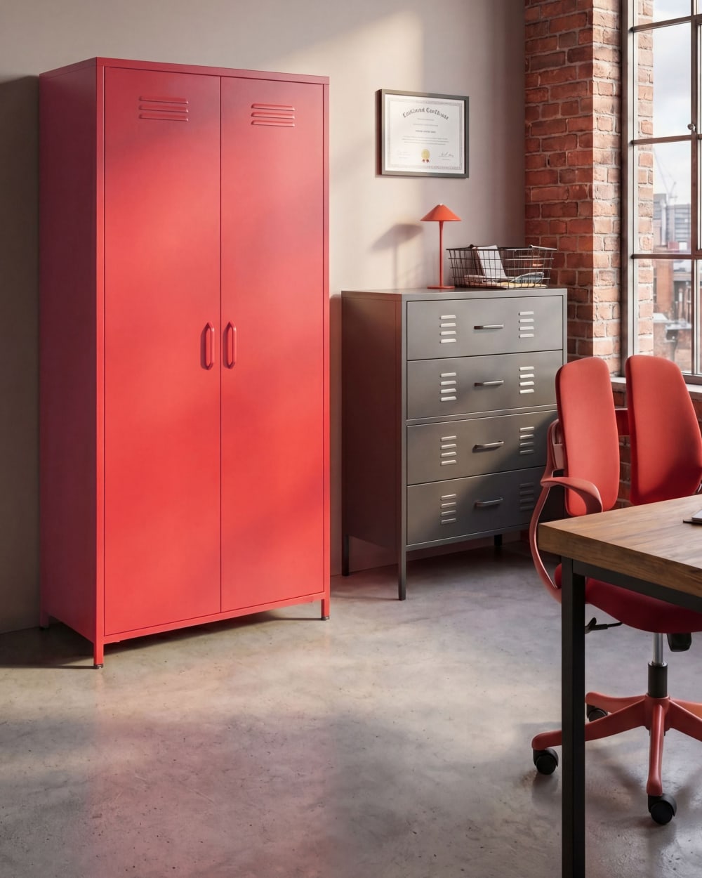 Büroschrank aus Metall, rot - Maisons Du Monde