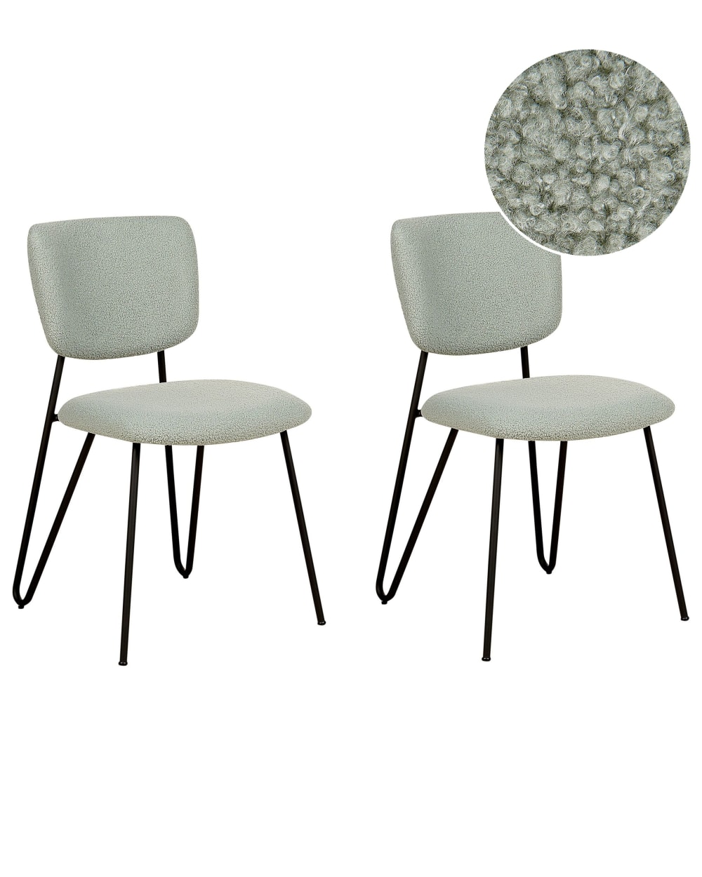 Beliani Esszimmerstuhl 2er Set aus Stoff, grün style modern - Stoff