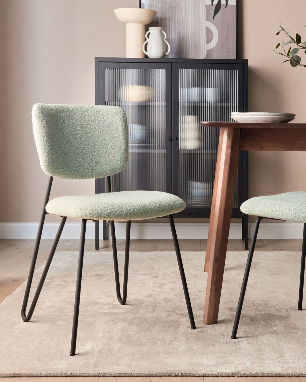 Esszimmerstuhl 2er Set aus Stoff, grün - Maisons Du Monde