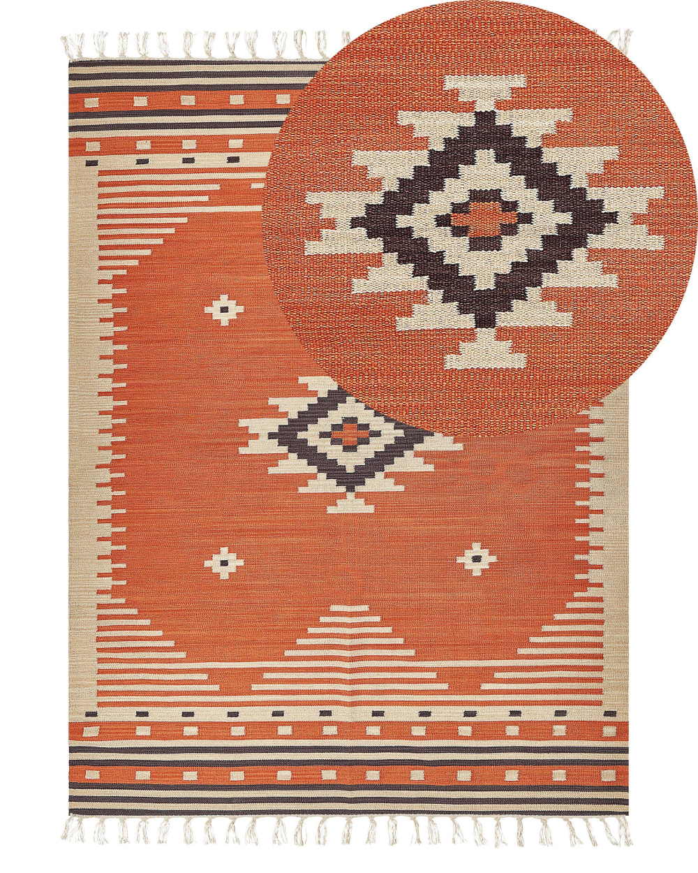 Beliani Kelim Teppich aus Stoff 200 x 140cm, orange style classic chic orange Baumwolle