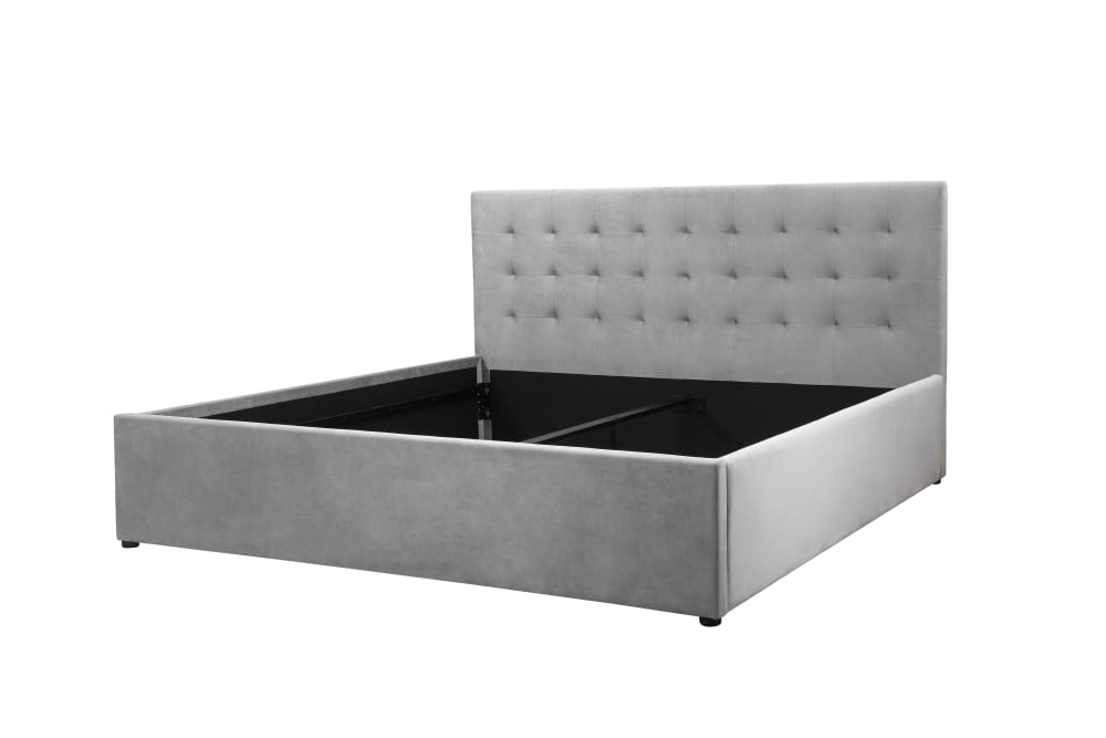 Lit en velours gris clair