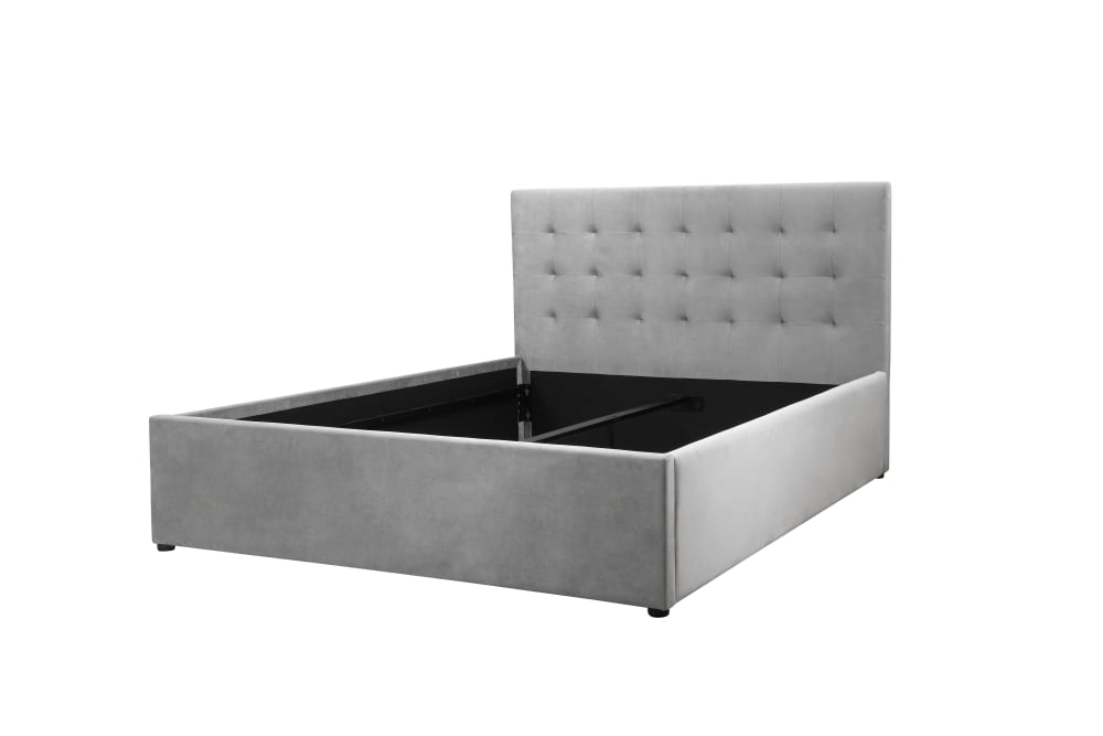 Lit en velours gris clair