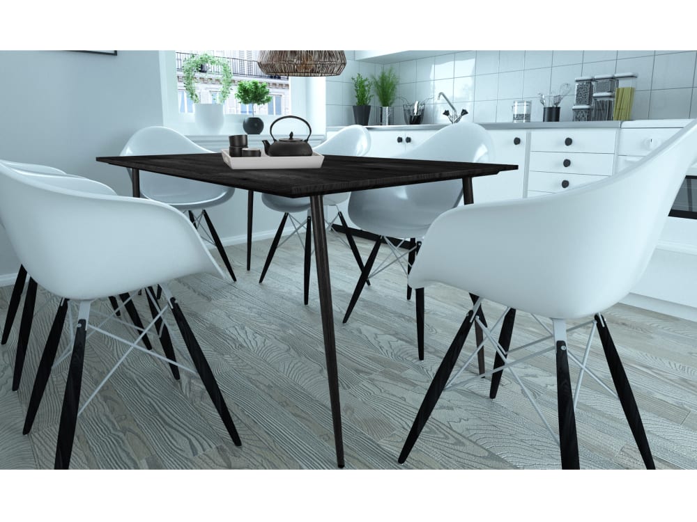 Loft24 Esstisch für 8 Personen in Holzoptik L160 cm, schwarz - Spanplatte