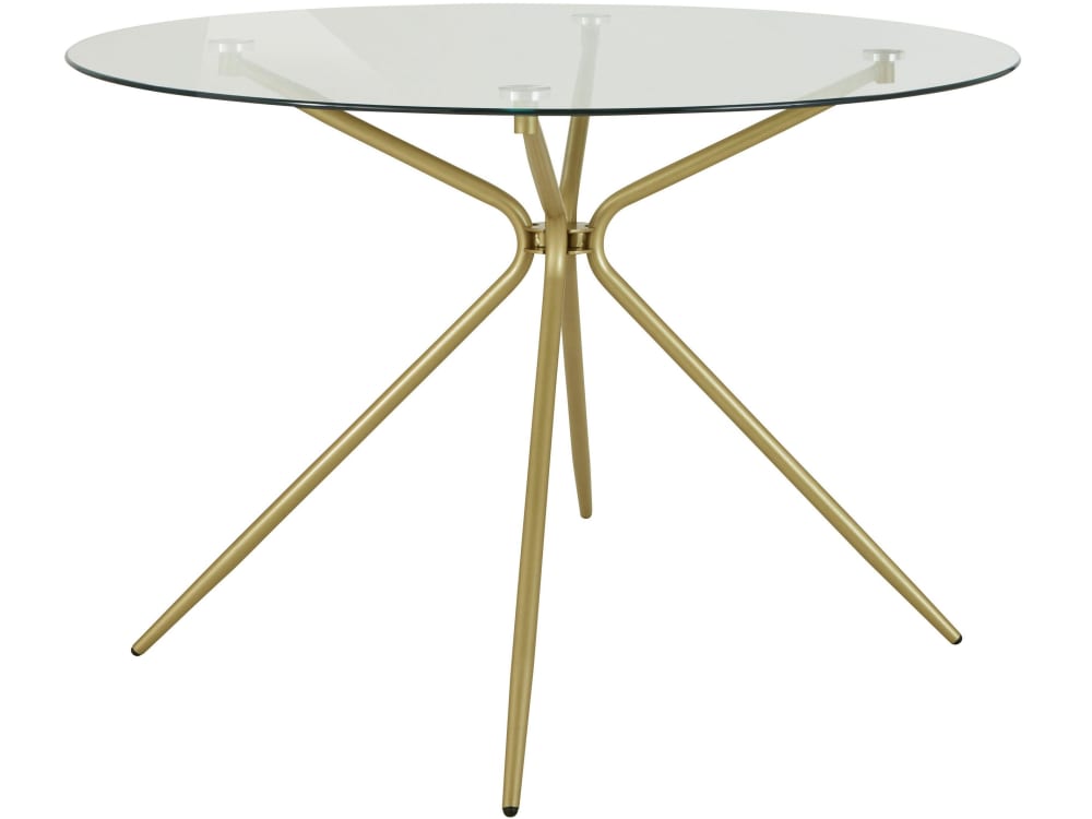 Table à manger en verre et laiton 4 personnes D110