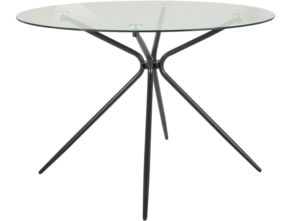 Esstisch für 4 Personen aus Glas und Metallgestell D107 cm,