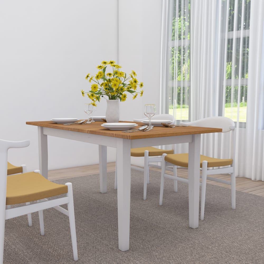 Loft24 Esstisch für 8 Personen in Kieferoptik L120 cm, braun und weiß - Holz