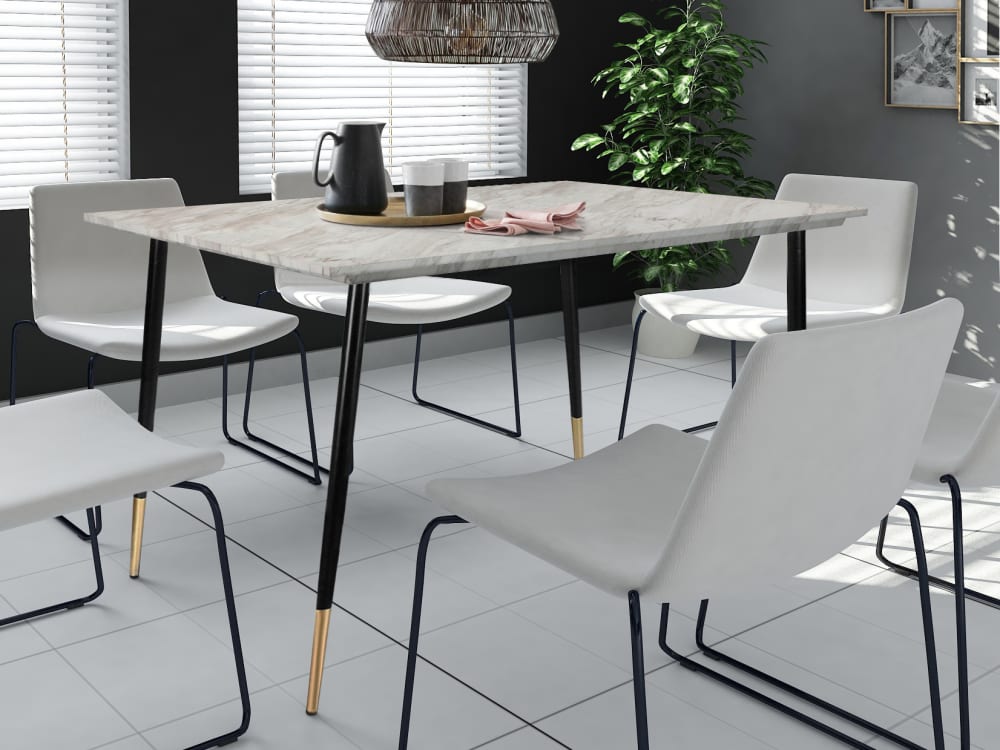 Loft24 Esstisch für 6 Personen in Marmoroptik L120 cm Mehrfarbig Holz
