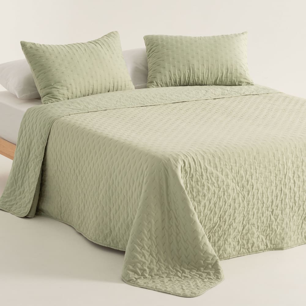 Couvre lit boutis vert 180x270 + 50x70 cm