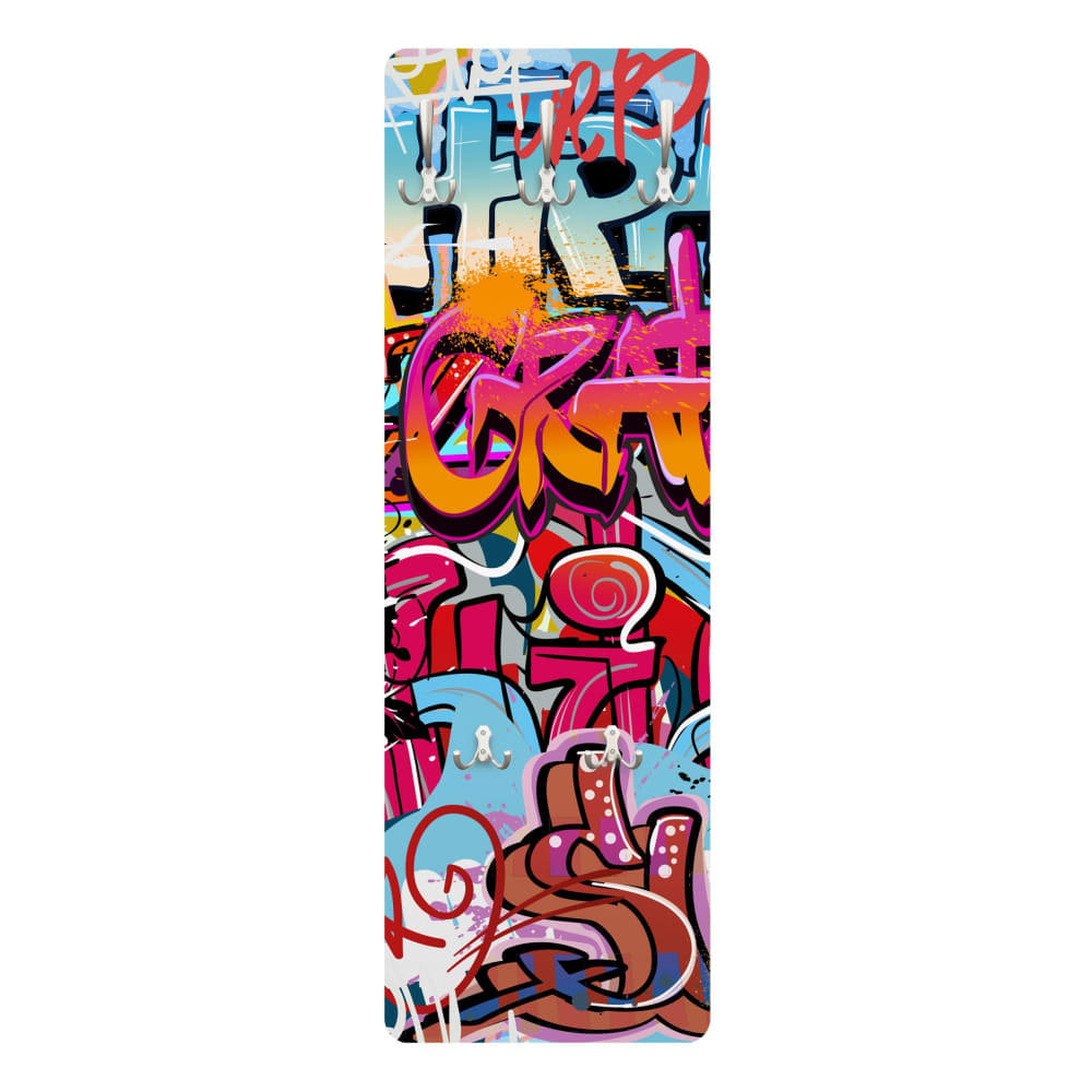 micasia Wandgarderobe - HipHop Graffiti, bunt 34 x 105 cm style modern Mehrfarbig Öko-Tex Zertifikat Holz
