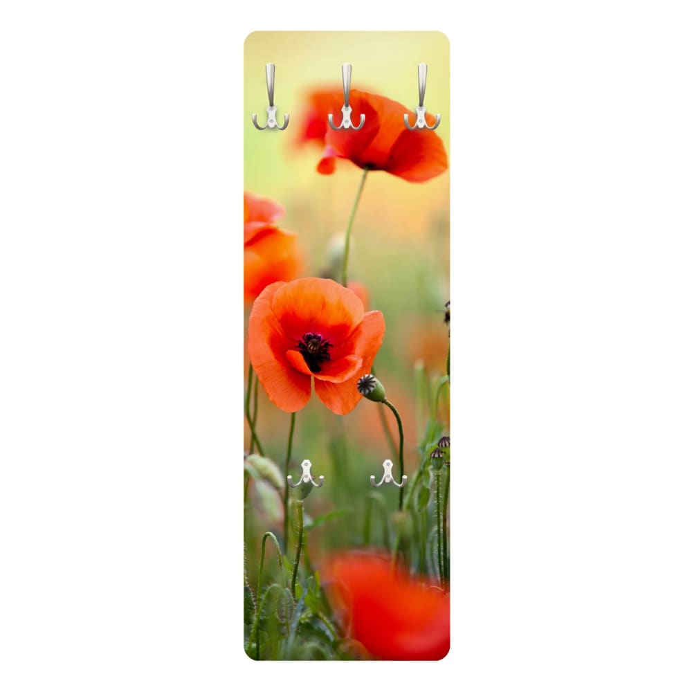 micasia Wandgarderobe - Roter Sommermohn, grün 34 x 105 cm style modern Öko-Tex Zertifikat - Holz