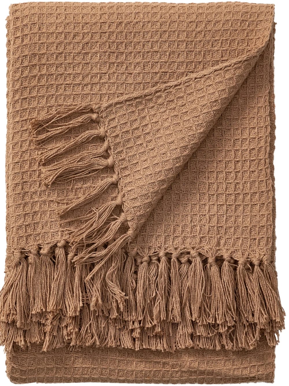 Plaid en coton marron clair 125x150