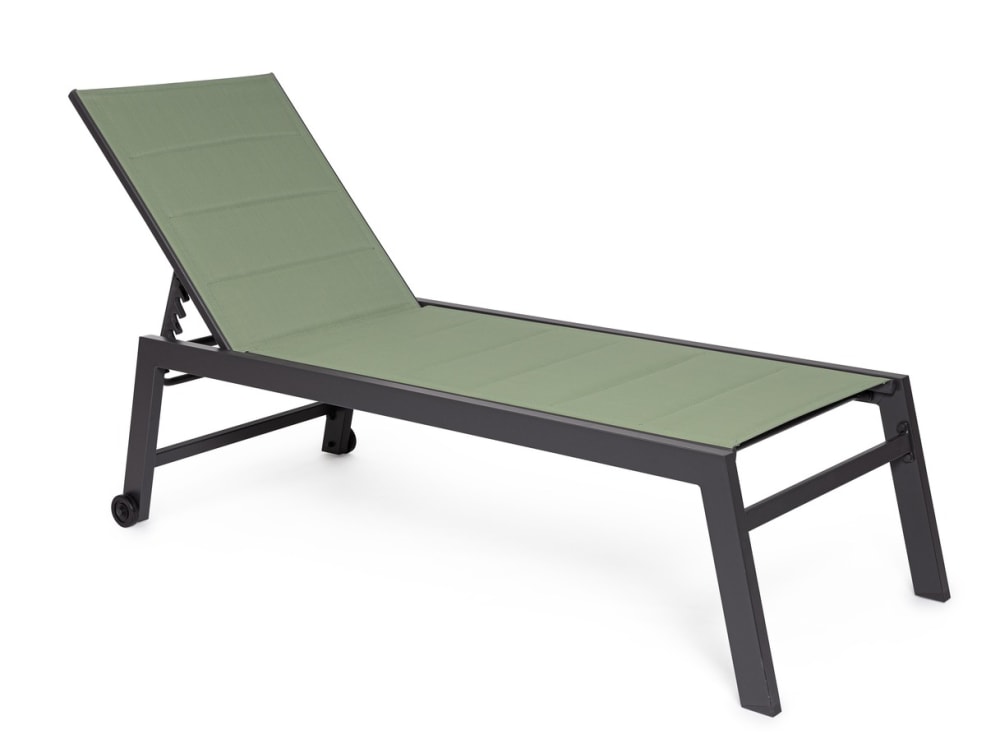Bain de soleil en aluminium et textilène anthracite/vert