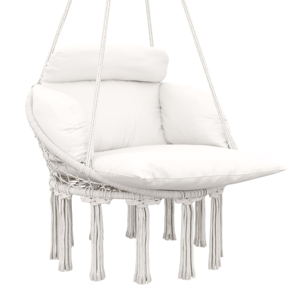 Chaise suspendue avec kit de suspension, cadre en acier, crème