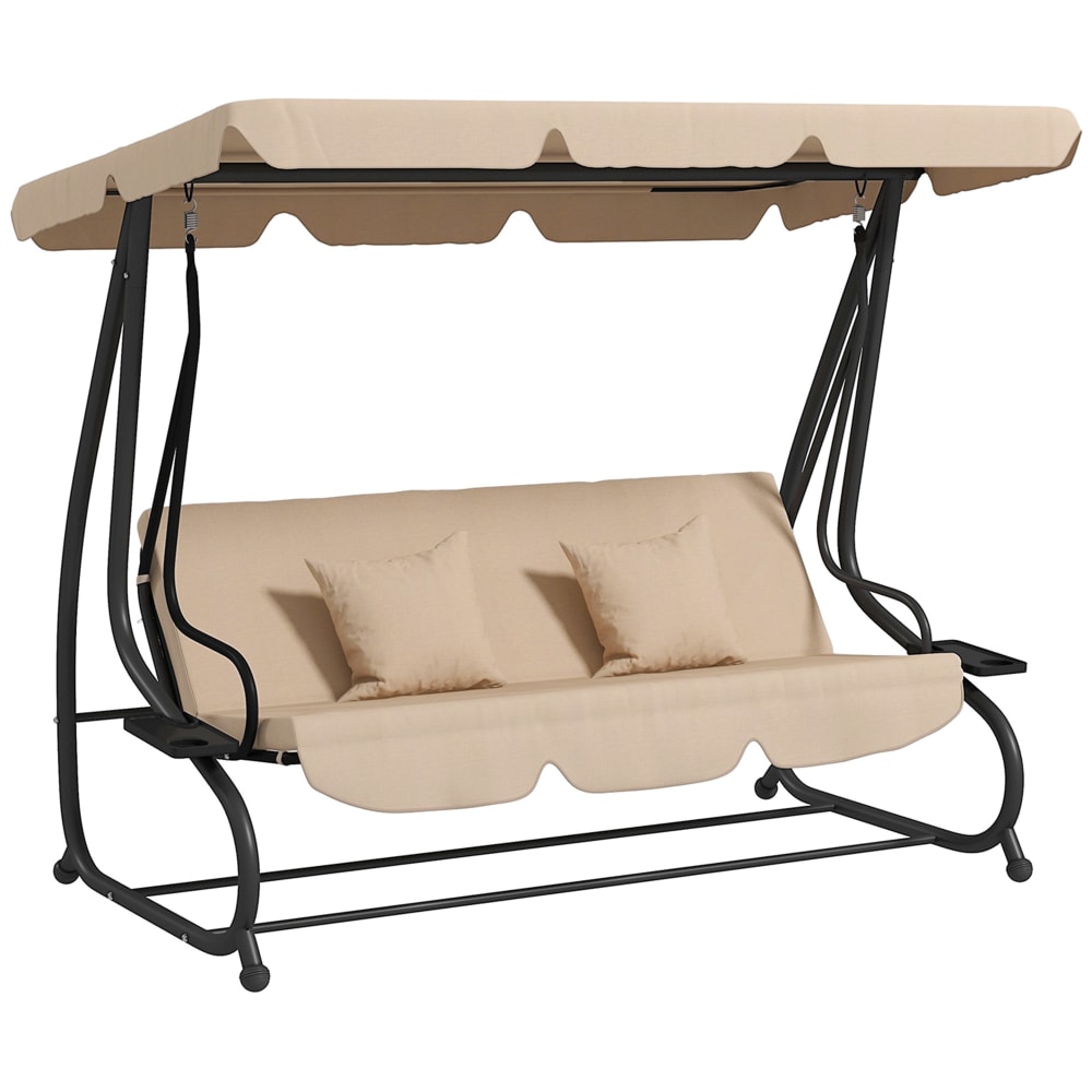 Balancelle de jardin 3 places convertible acier polyester noir