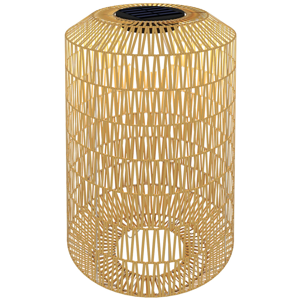 Lampadaire solaire extérieur en résine tressée rechargeable jaune