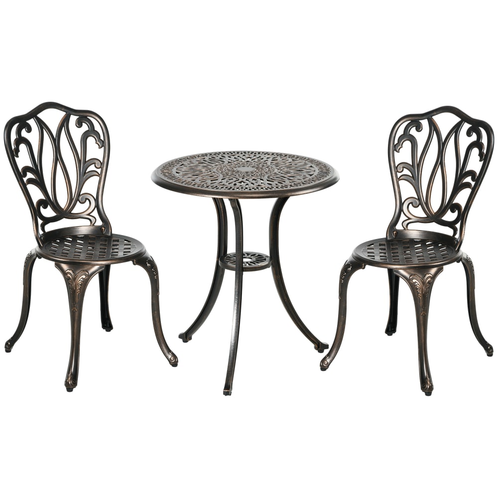 Salon de jardin style rétro 2 places 3 pièces fonte aluminium antique