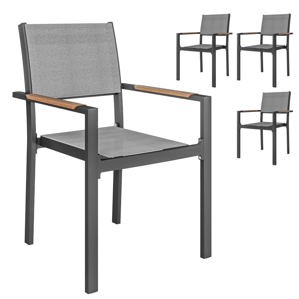 Chaises de jardin avec accoudoirs effet bois gris clair