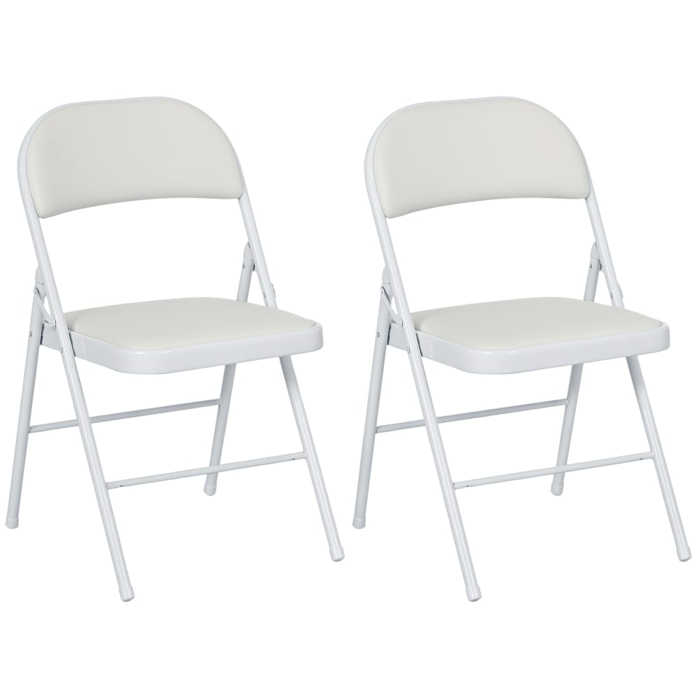 Chaises pliantes pliables coussin synthétique blanc