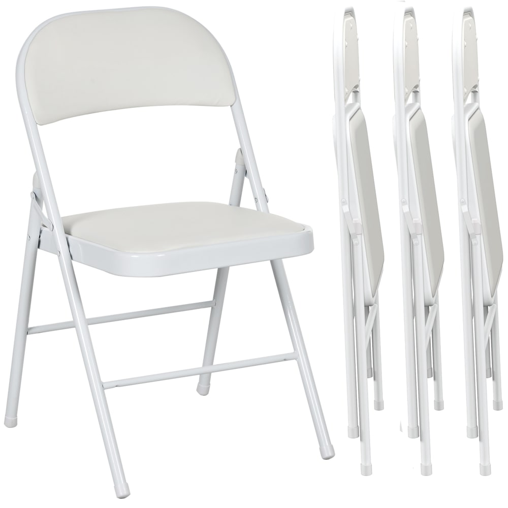 Chaises pliantes avec coussin acier blanc