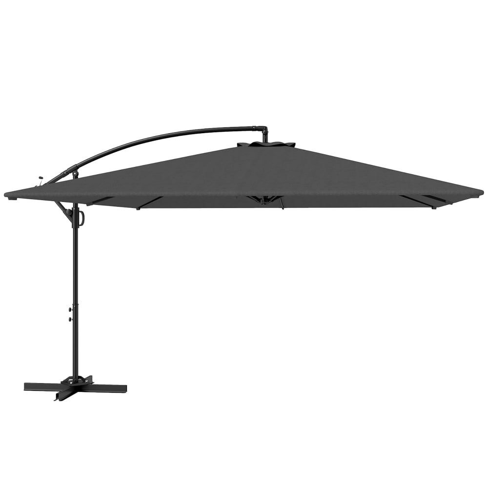Parasol déporté rectangulaire avec manivelle toile polyester gris