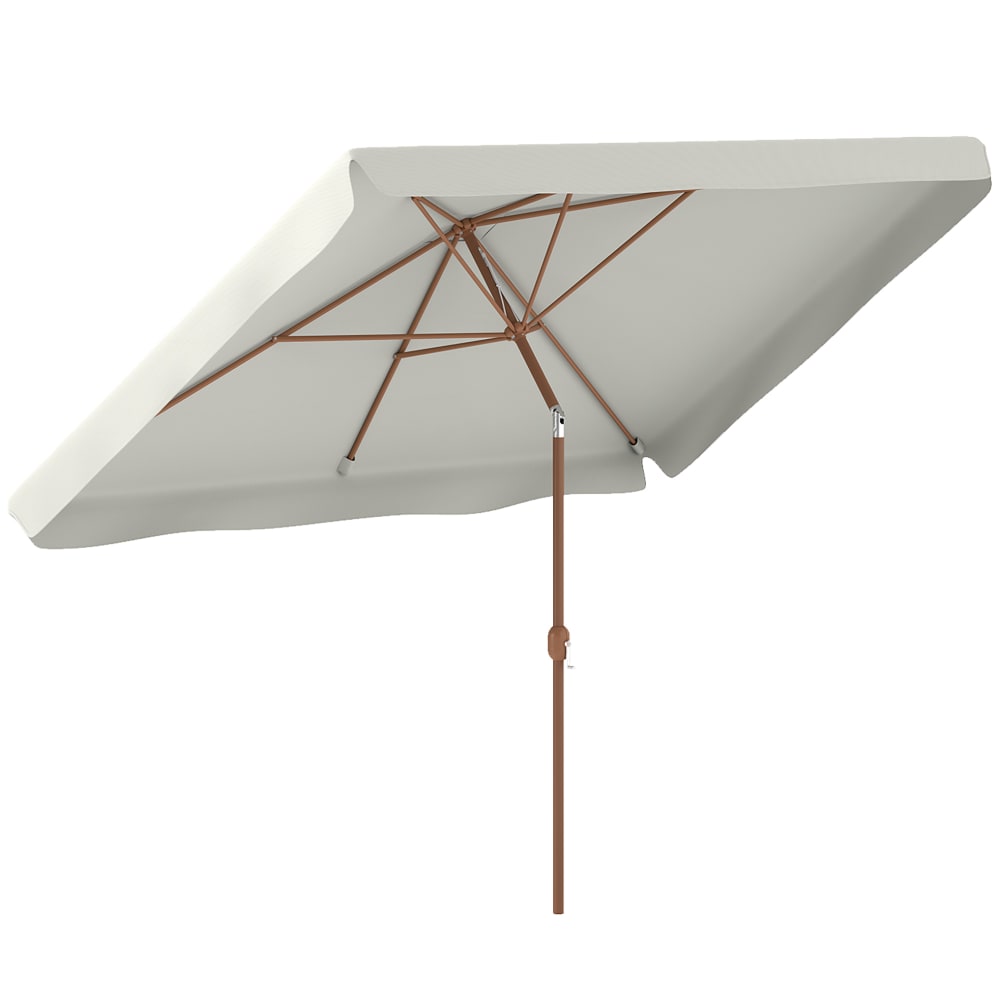 Parasol de jardin inclinable 6 baleines aluminium crème