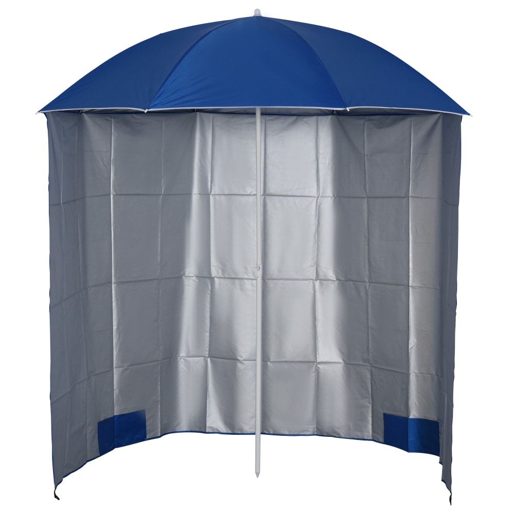 Parasol de plage protection uv, sac de transport en polyester bleu