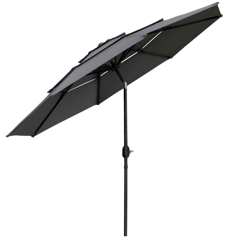 Parasol de jardin inclinable rond ø285x250cm gris