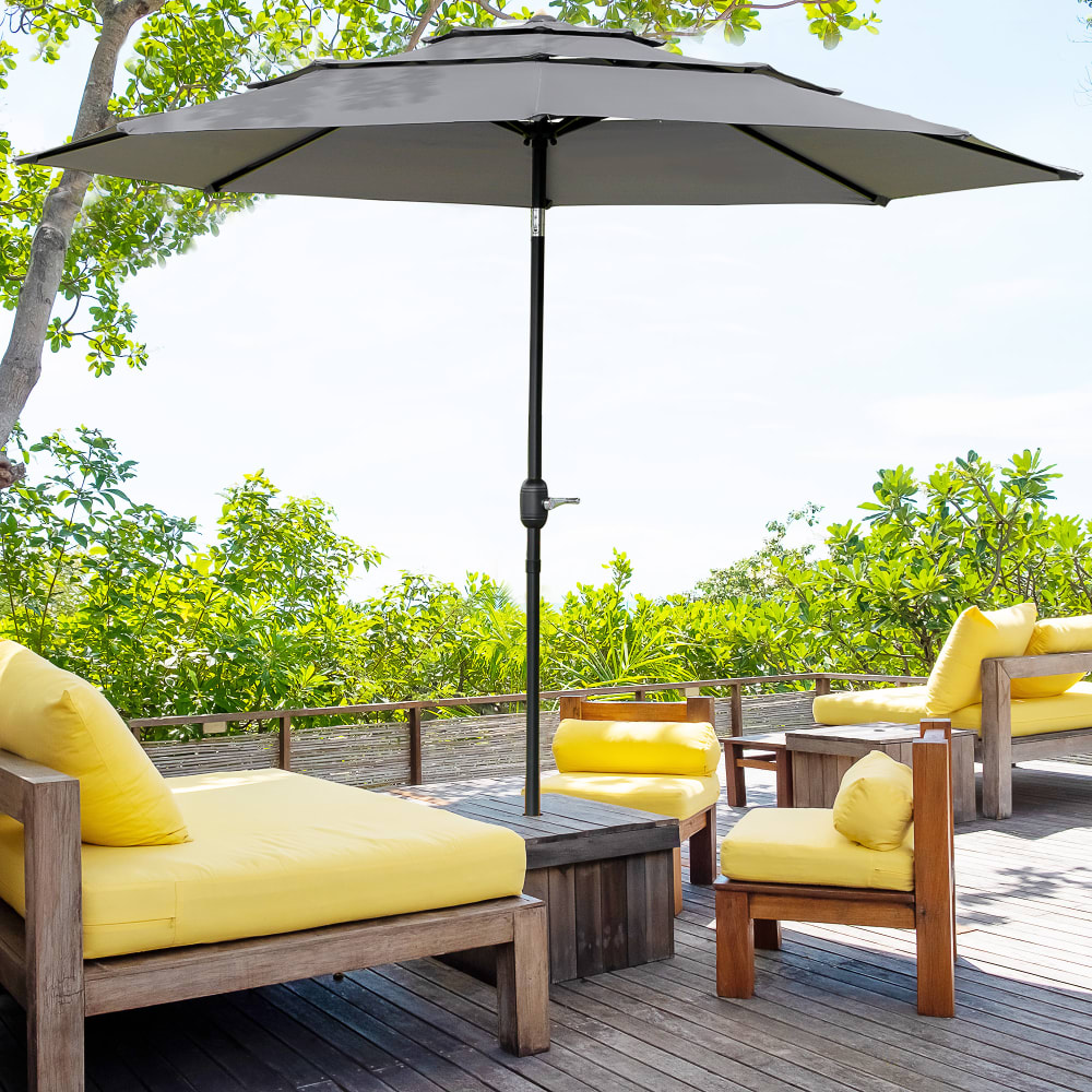 Parasol de jardin inclinable rond ø285x250cm gris