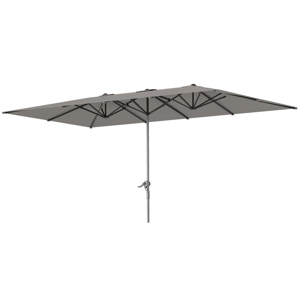 Parasol de jardin double rectangulaire polyester 200 g/m² gris foncé